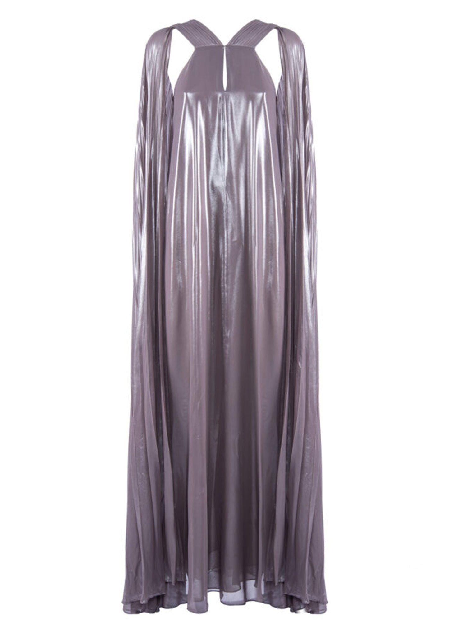 Noor Elegance Metallic Pleated V-Neck Maxi Dress