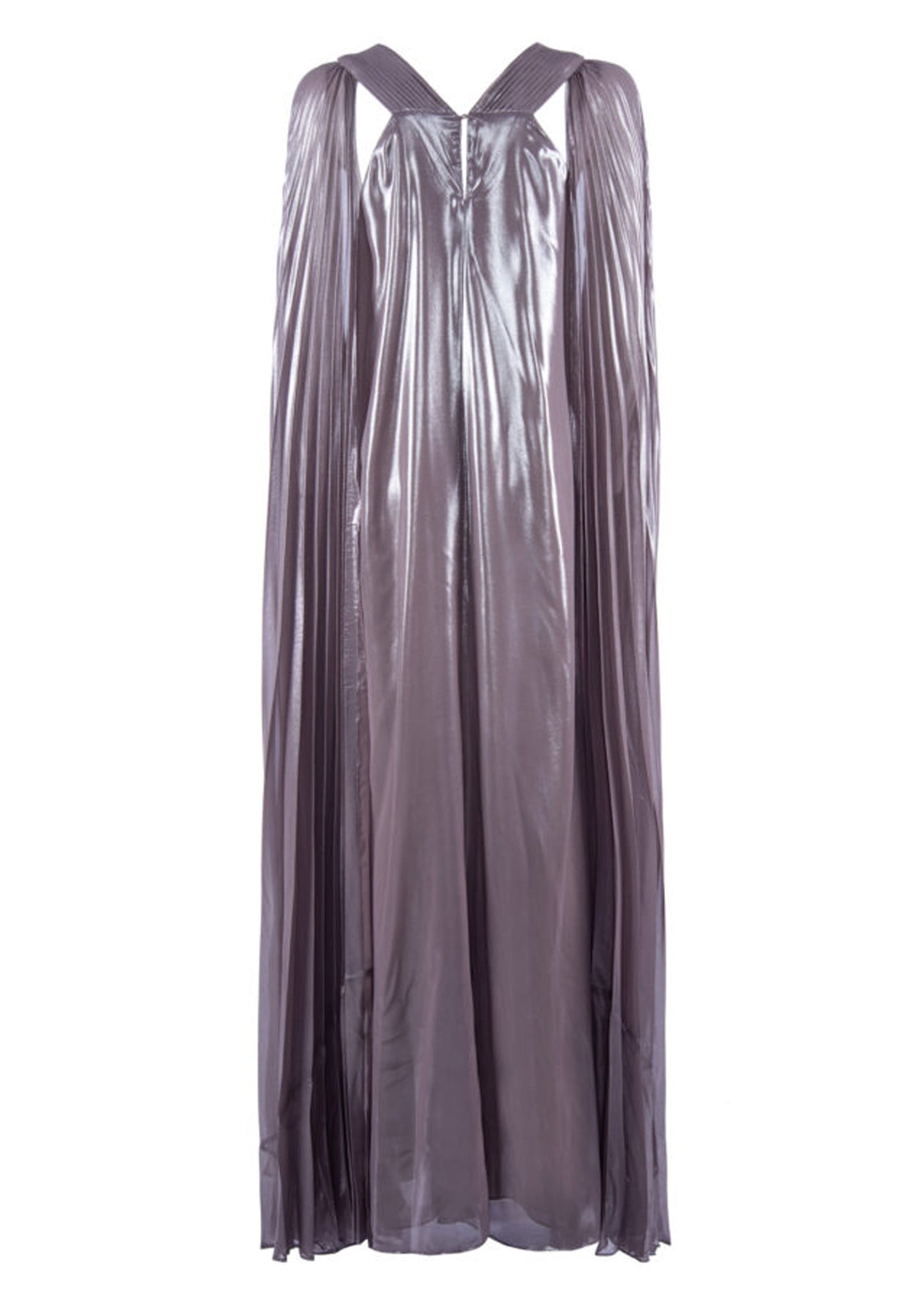 Noor Elegance Metallic Pleated V-Neck Maxi Dress