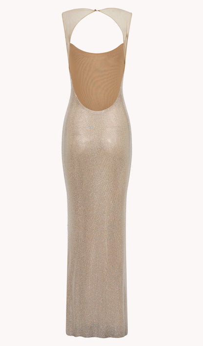 Trendy Hot Fix Maxi Dress With Mesh Back