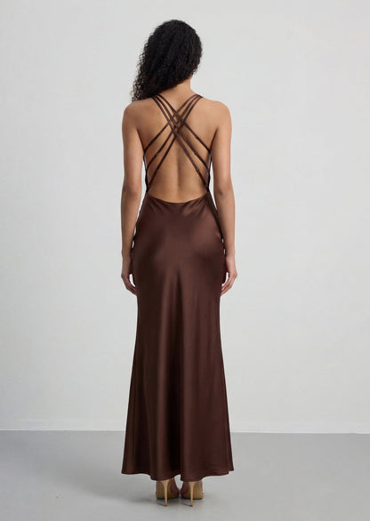Tianna Dress In Chocolate Brown