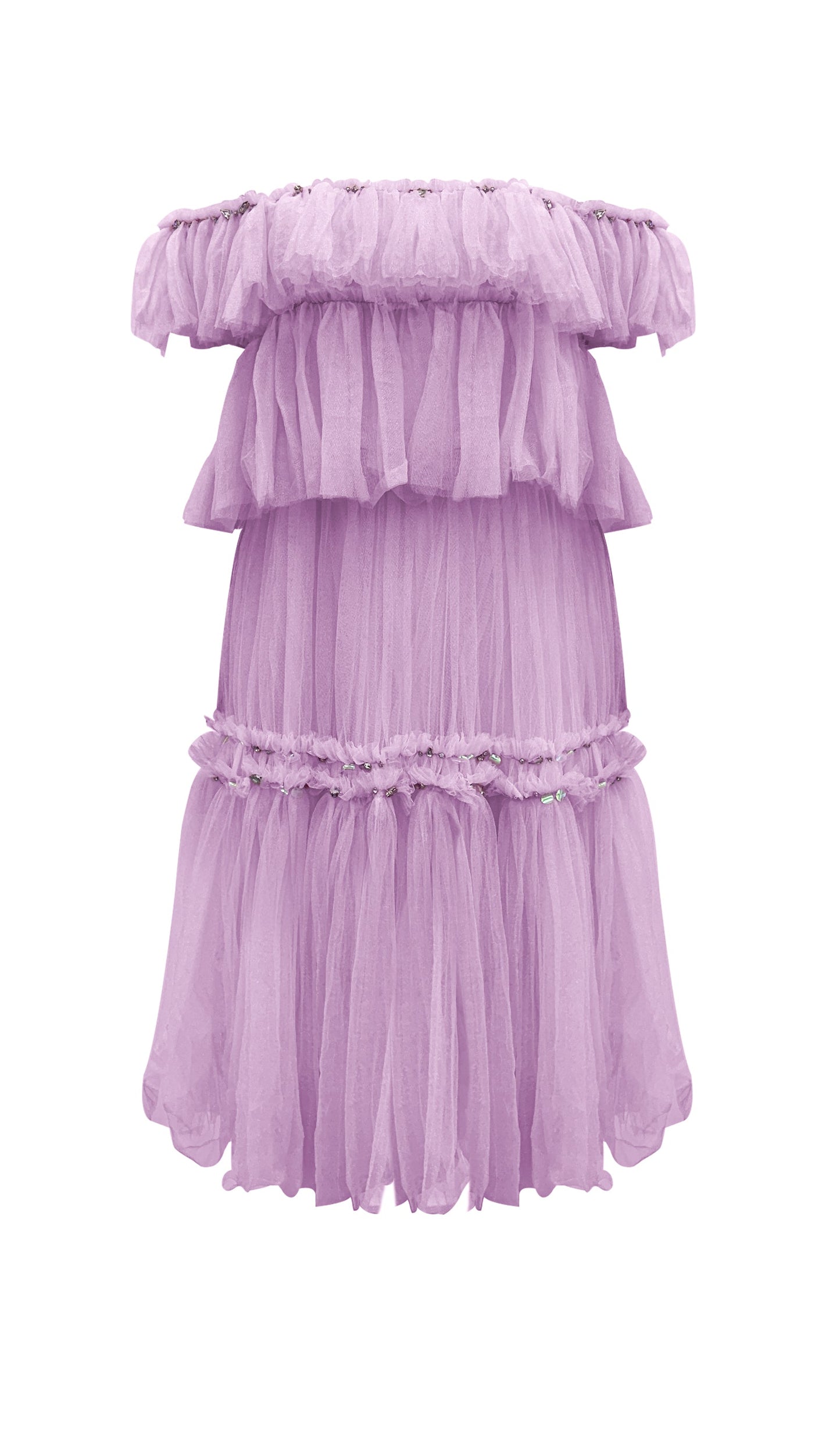 A Line Off Shoulder Layered Midi Dress