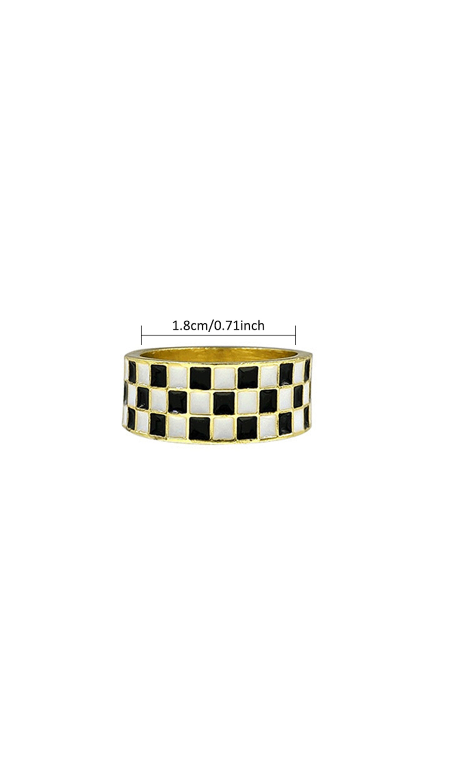 Black and White Plaid Checkerboard Rings
