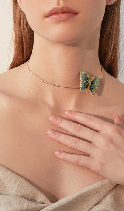 Butterfly Round Choker Necklace
