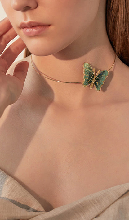 Butterfly Round Choker Necklace