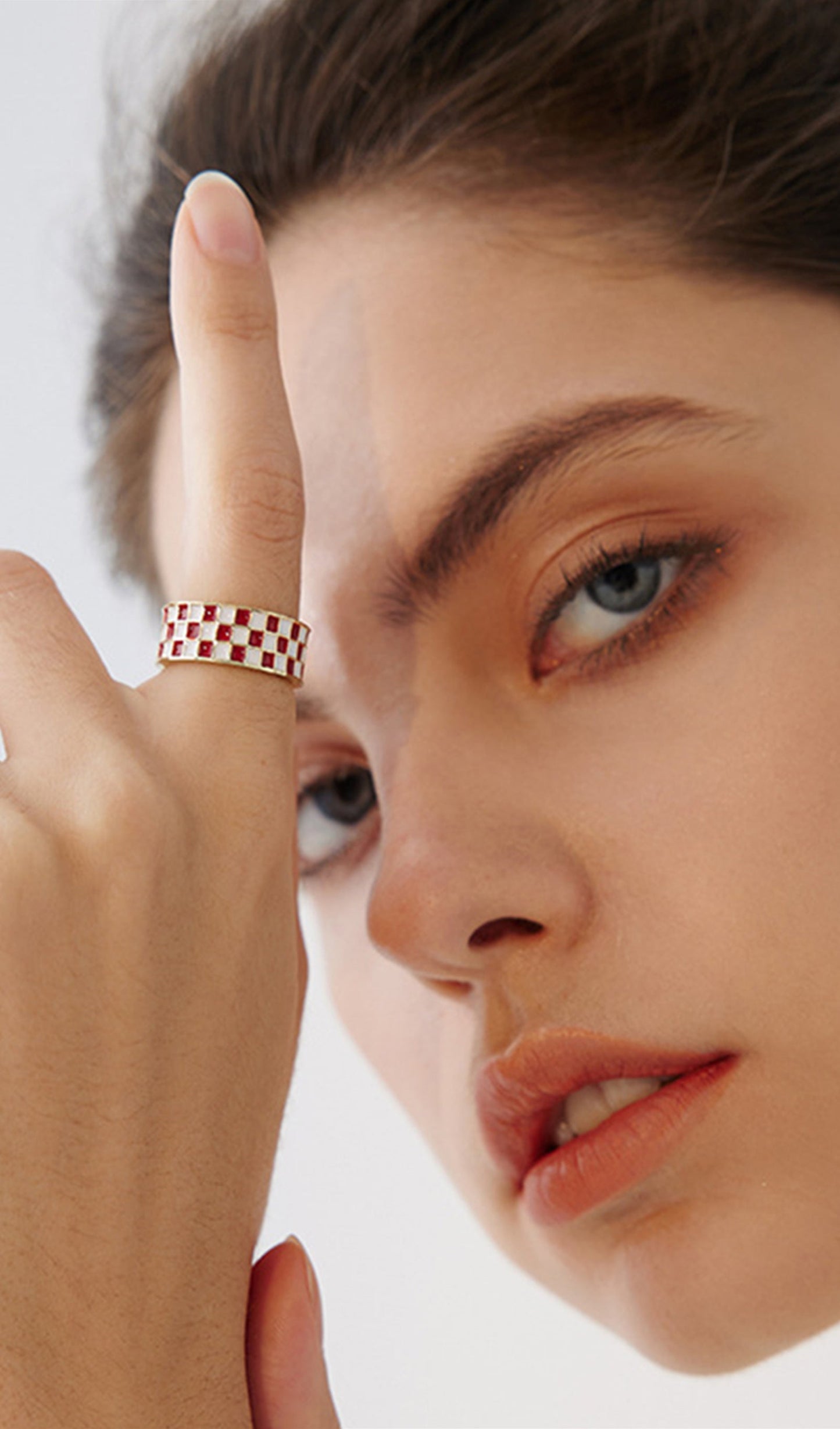 Black and White Plaid Checkerboard Rings