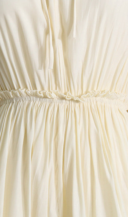 Cape Sleeve Pleated Baggy Midi Dress