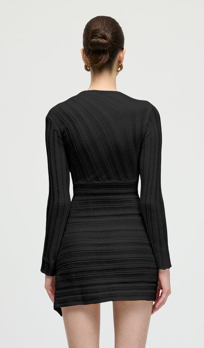 Hollow Out  Mini Dress In Black