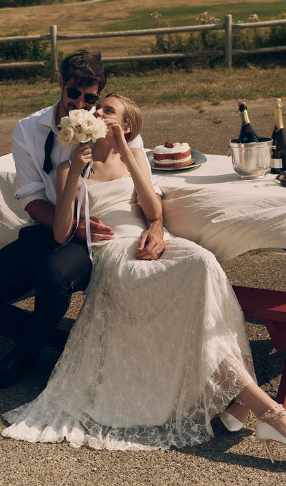 Bandeau Pleated Gown In White