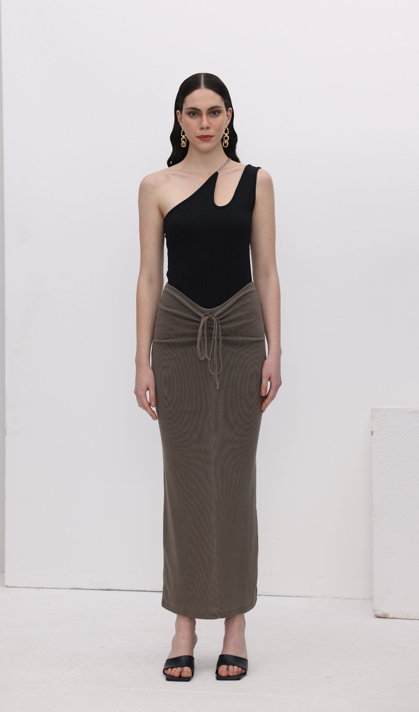 One Shoulder Metal Embellished Top