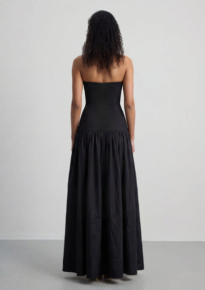 Strapless Cut Out Detail A Line Maxi Dress