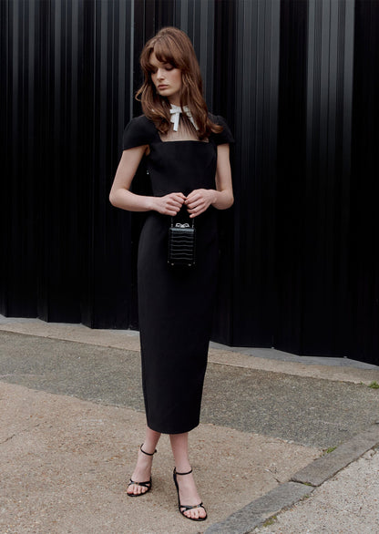 Hanh Crepe Midi Dress In Black