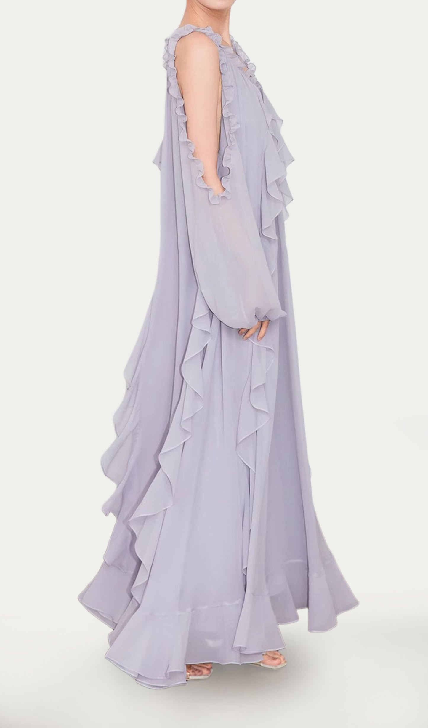 Off Shoulder Maxi Dress With Ruffled Trim