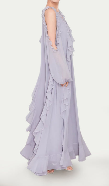 Off Shoulder Maxi Dress With Ruffled Trim