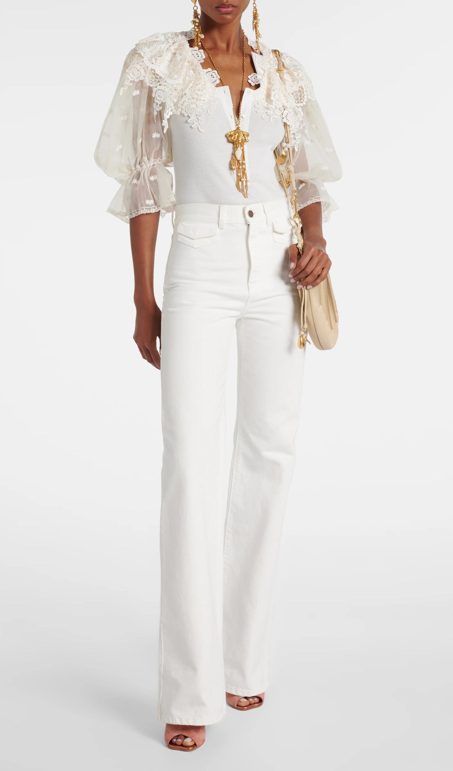 Lace-Trimmed Cotton Bodysuit