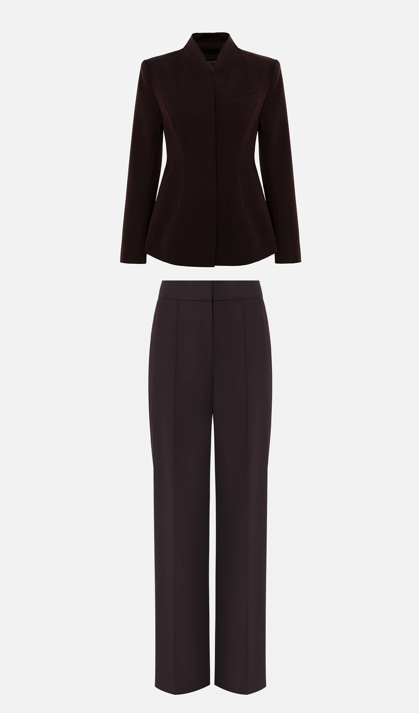 Fitted Jacket With High Collar & Maxi Pants