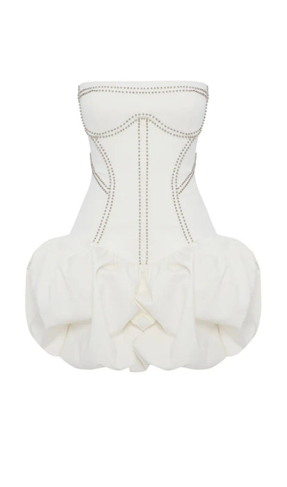 Gabardine Mini Dress In White