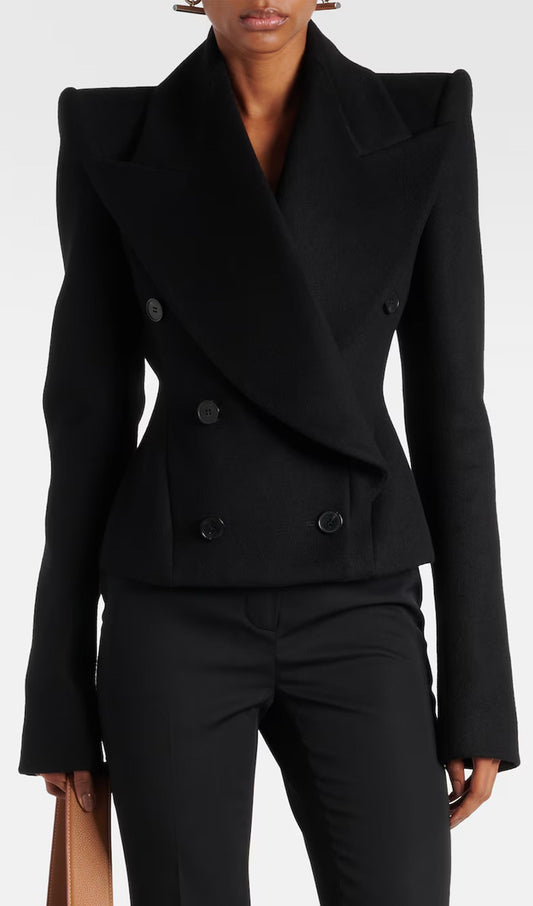 Double Breasted Wool And Cashmere Blazer