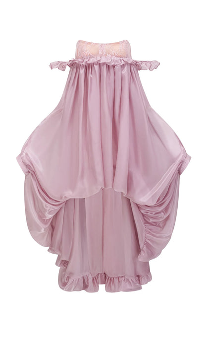 Glossy Bubble Hem Dress In Pink