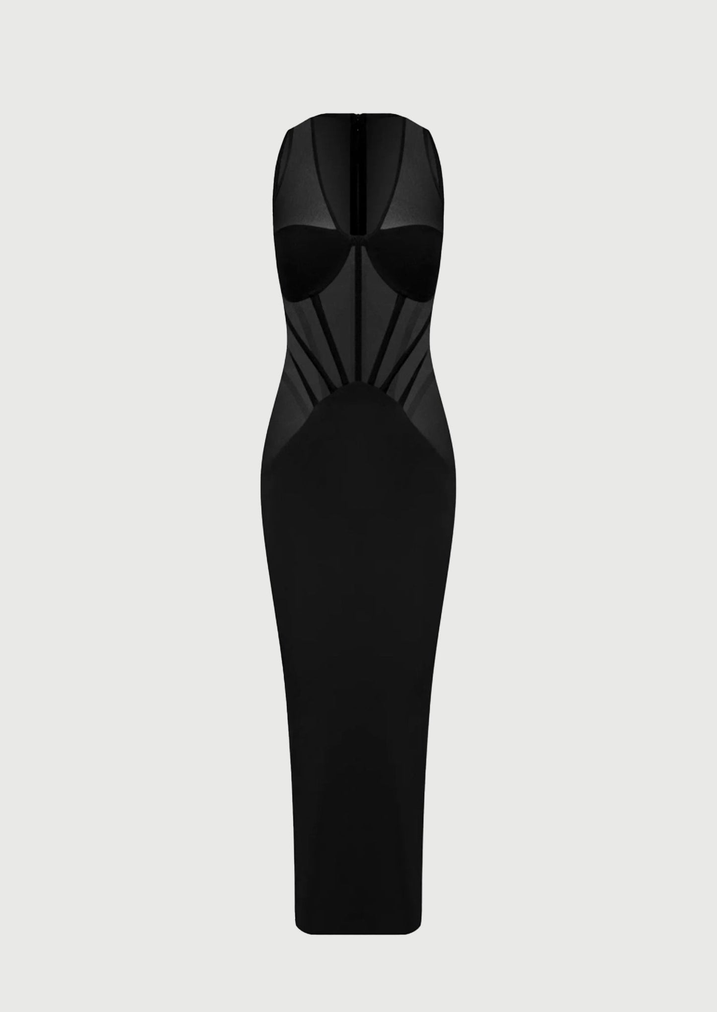 Sleeveless Black Corset Midi Dress