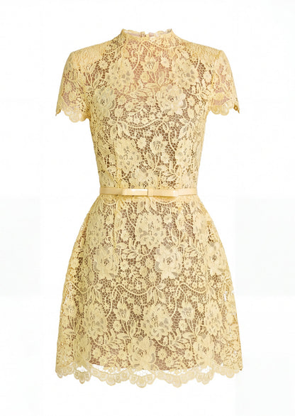 Milly Lace Mini Dress In Yellow