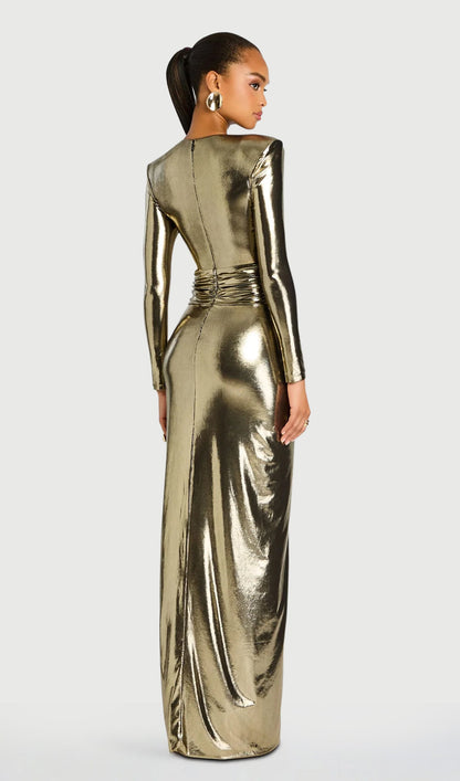 Metallic Slit Maxi Dress