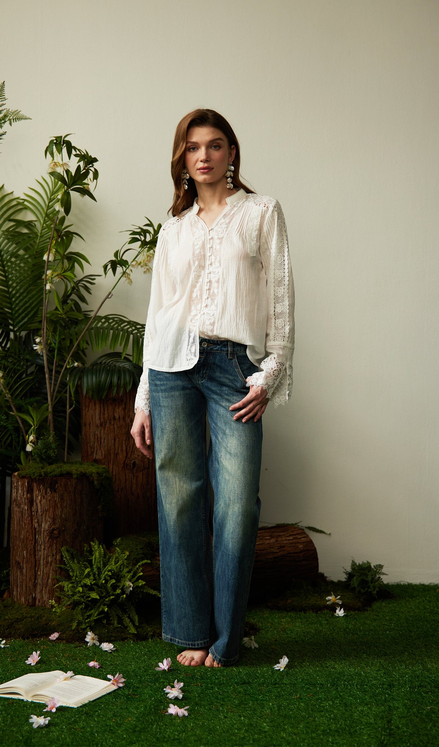 Lace Hollow Out  Blouse Top