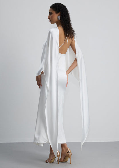 Satin Cape Two Piece Maxi Dress