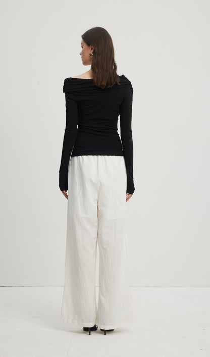 Loose Tie Pants White