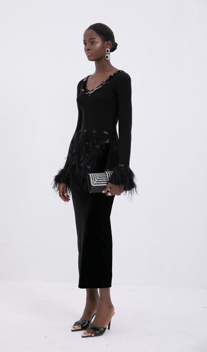 Knitted Feather Panel Top
