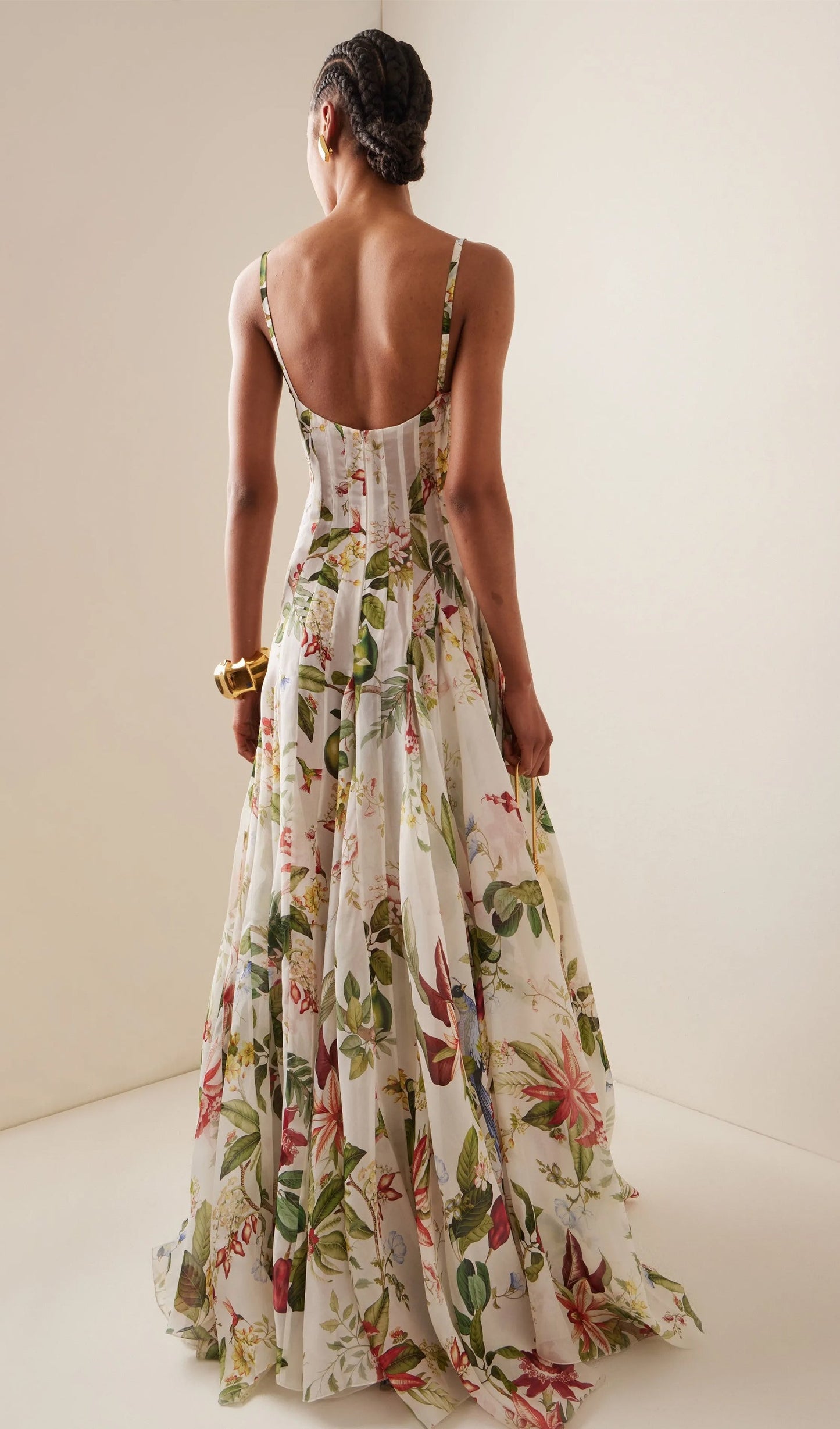 Floral Ruched Floral And Fauna Maxi Dress