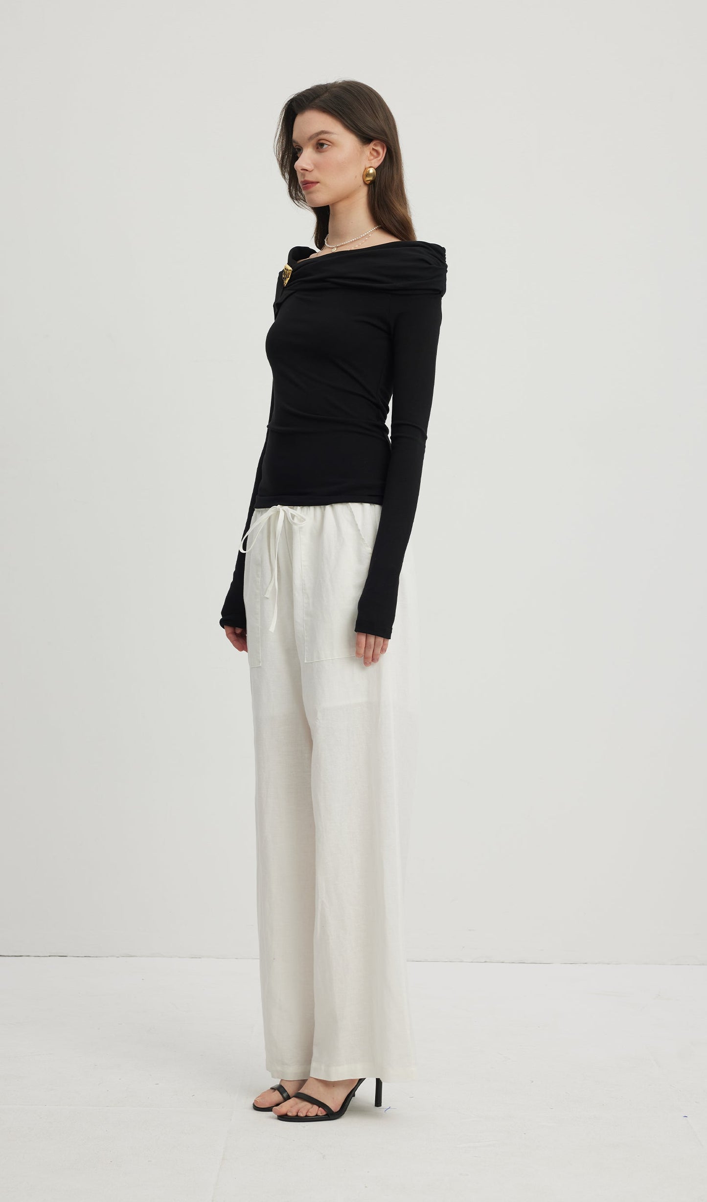Loose Tie Pants White