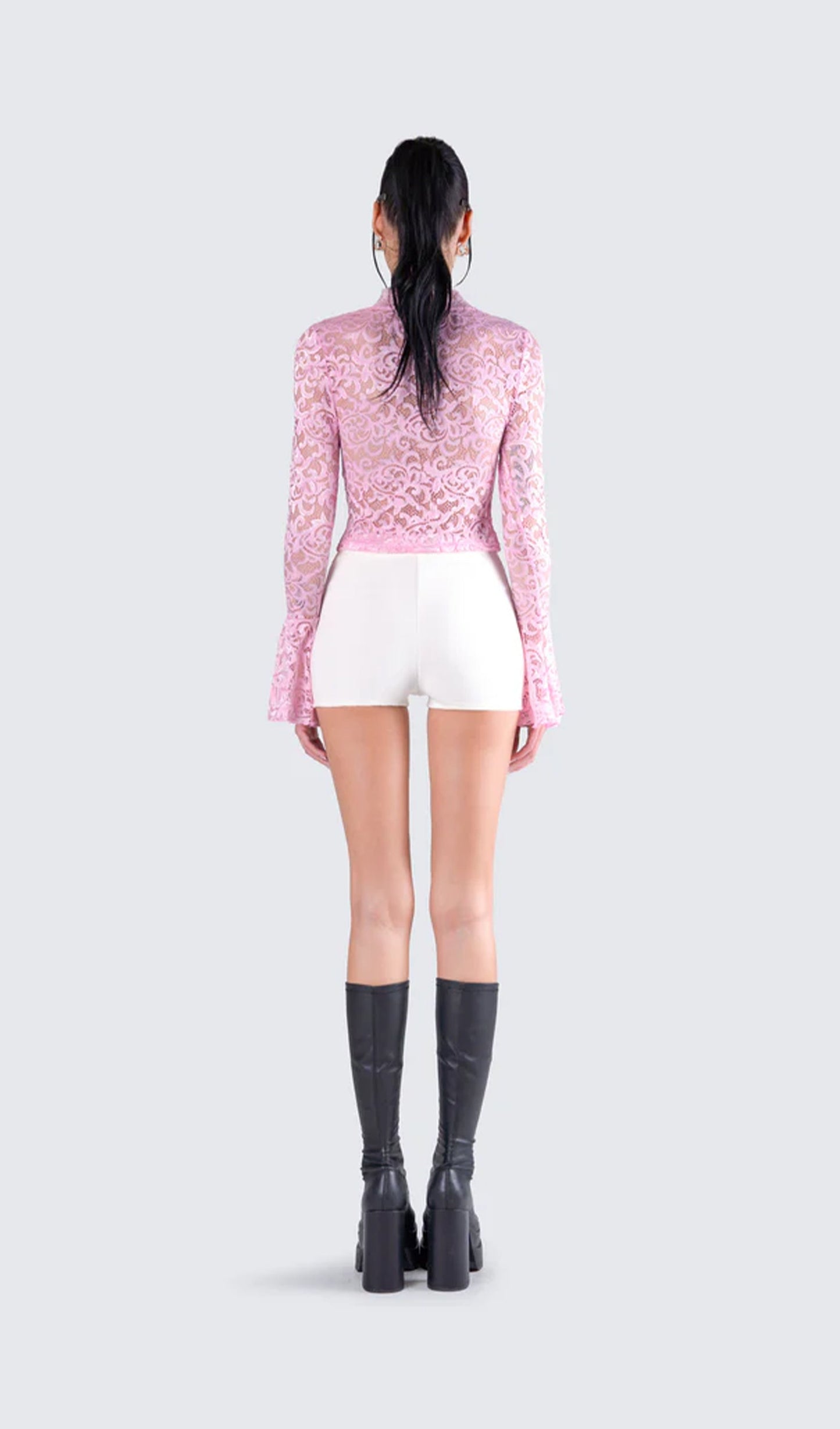 Pink V-Neck Lce Top