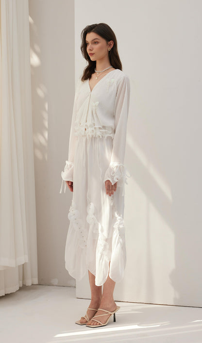 Butterfly Embellished Ruffled Top