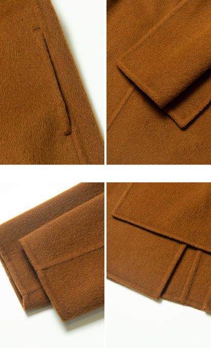 Solid Cape Style Coat-Chestnut