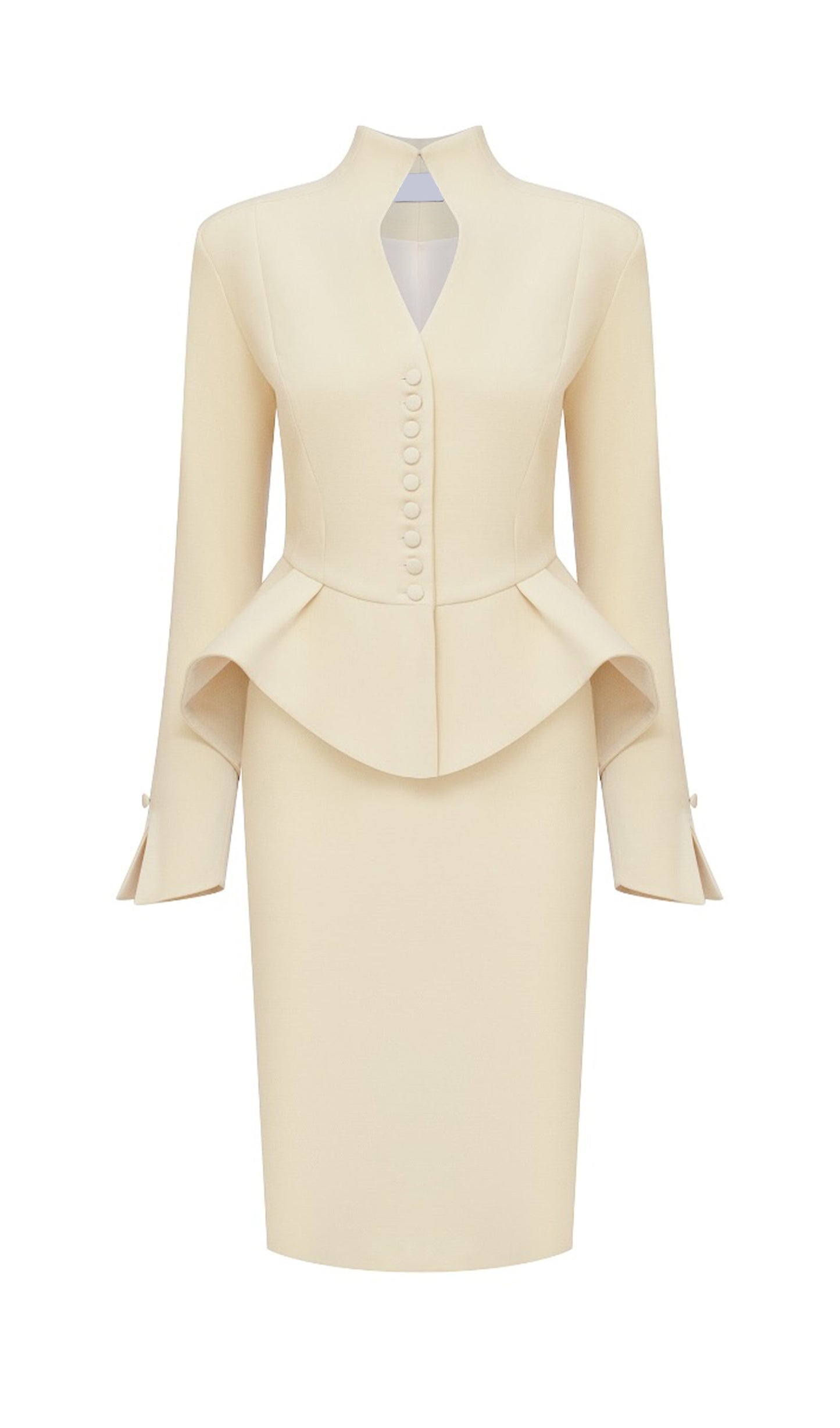 Peplum Jacket & Slit Midi Skirt Set
