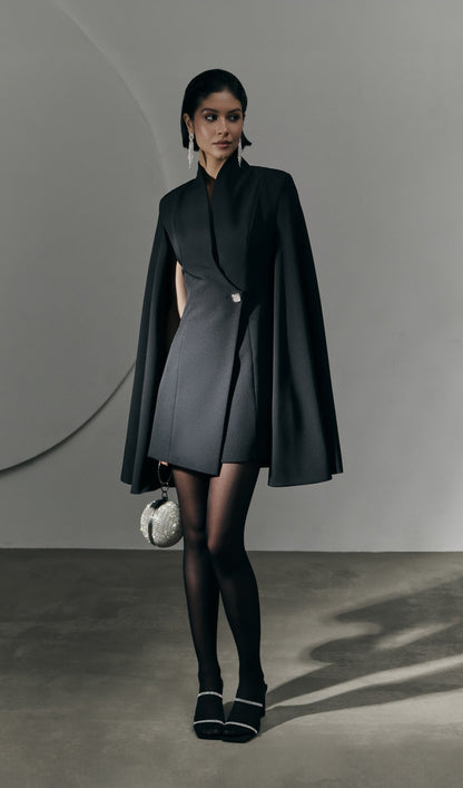 Mini Dress With Flared Sleeves In Black