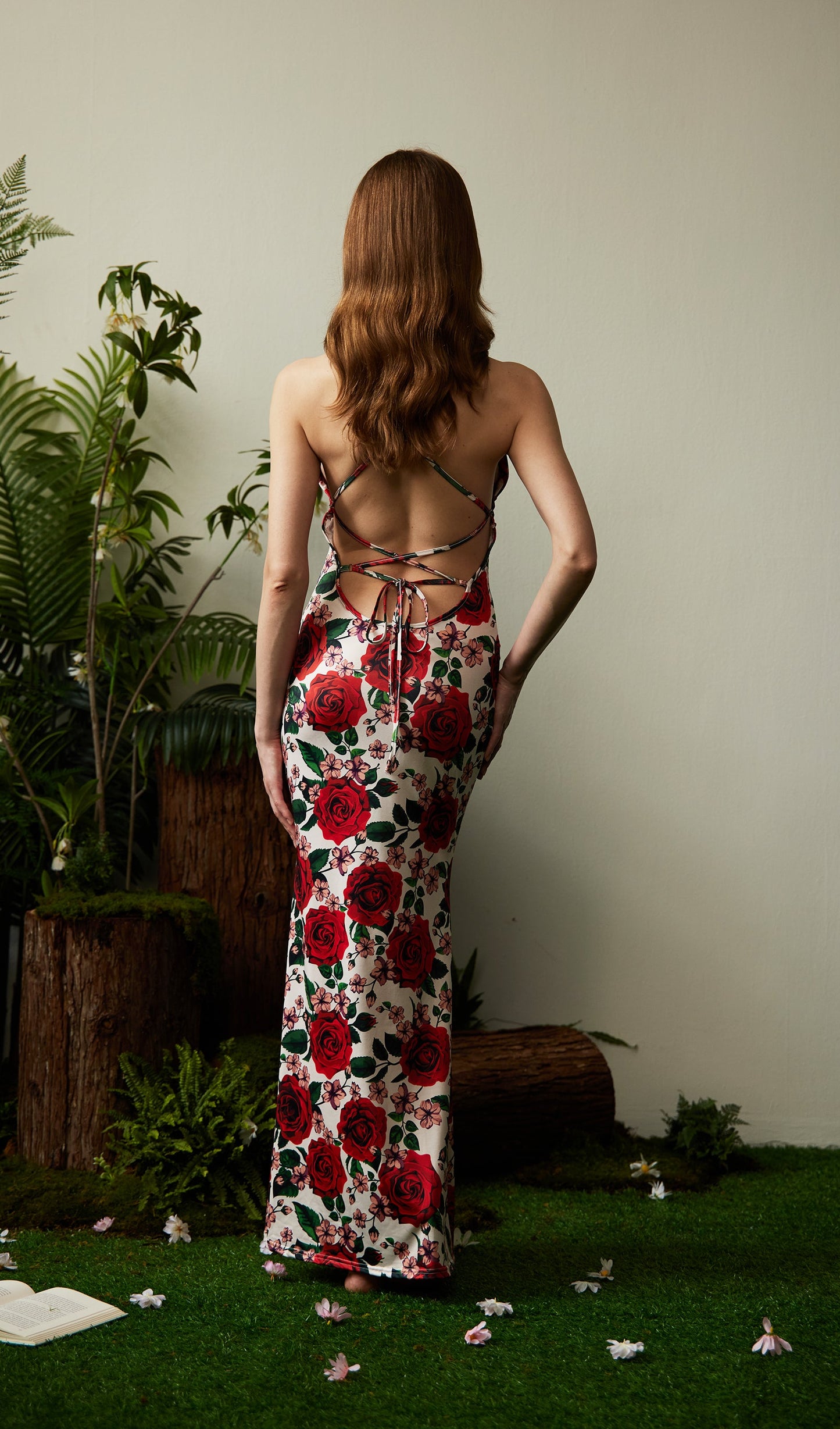 Floral Backless Bodycon Maxi Dress