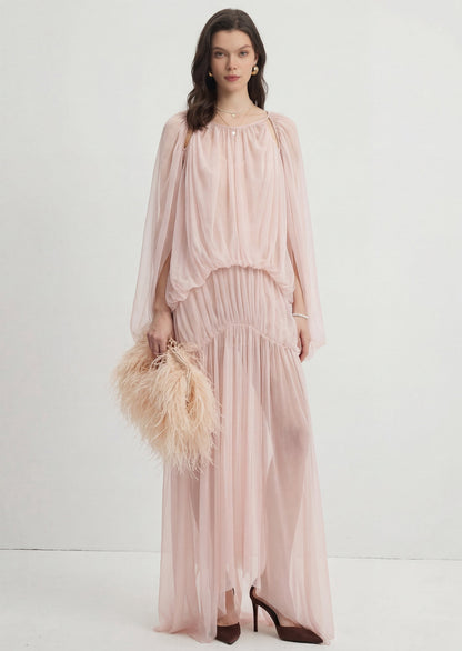 Voluminous Bubble Maxi Dress In Pink