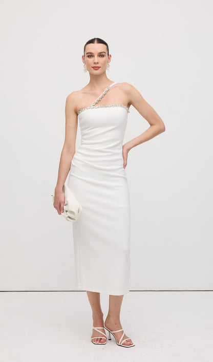 Diamond Chain Off Shoulder Midi Dress