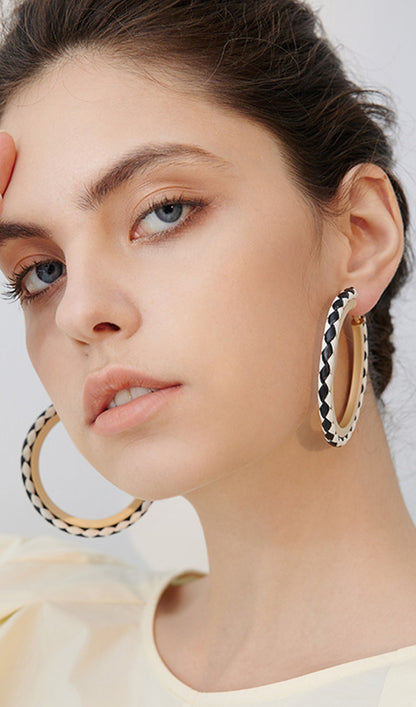 Faux Leather Round Hoop Earrings