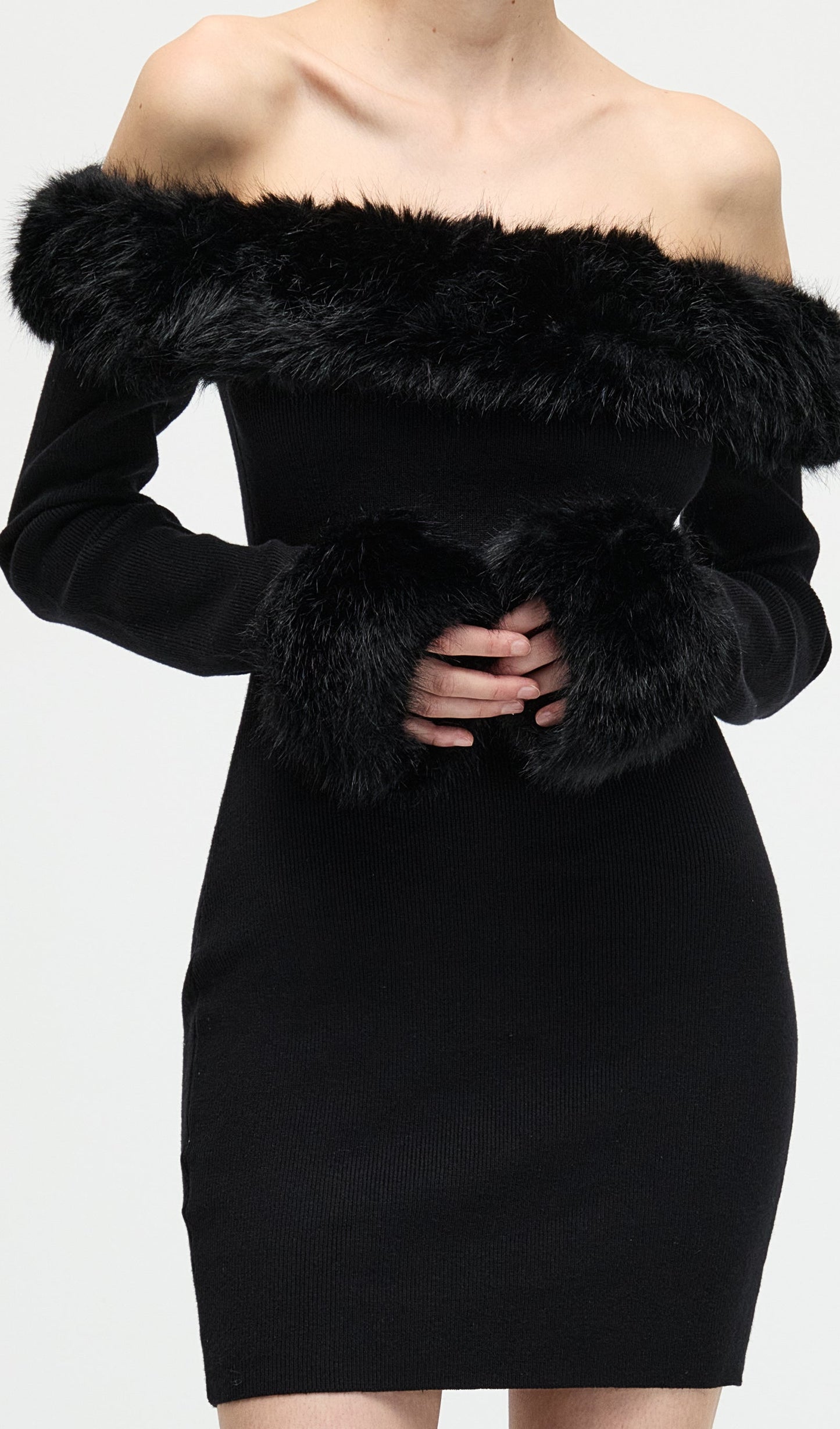 Black Off The Shoulder Mini Dress