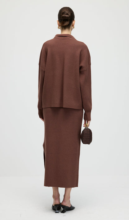 Knitted Long Sleeve Top & Midi Dress Set
