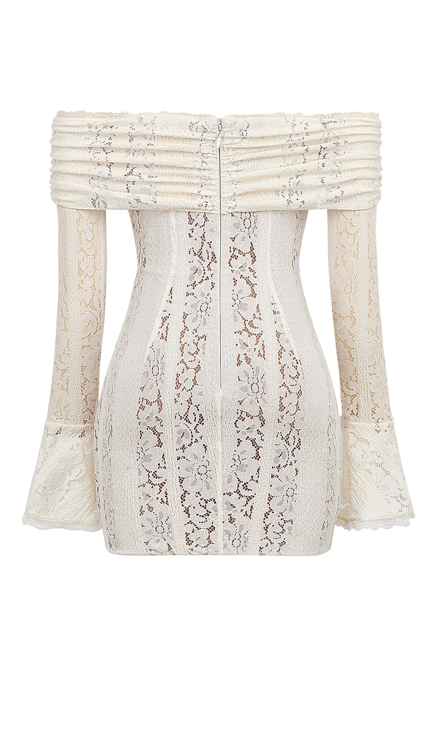Vintage Floral Lace Off Shoulder Mini Dress