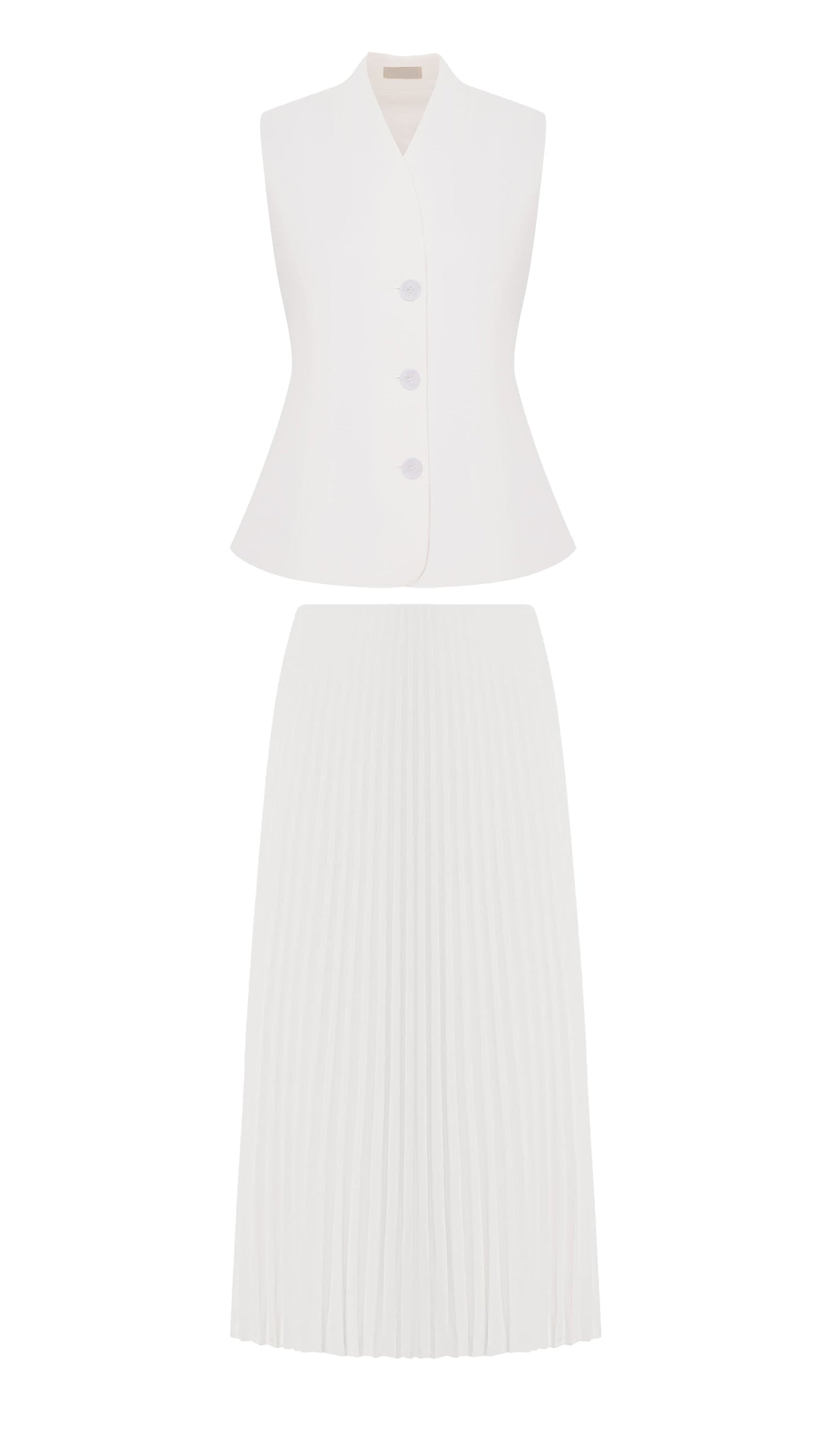 Flared Waistcoat & Pleated Midi Skirt Sets