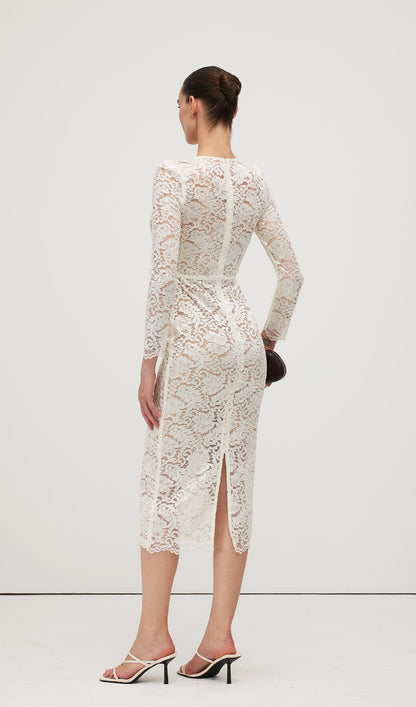 Embellished Lace Midi Dress