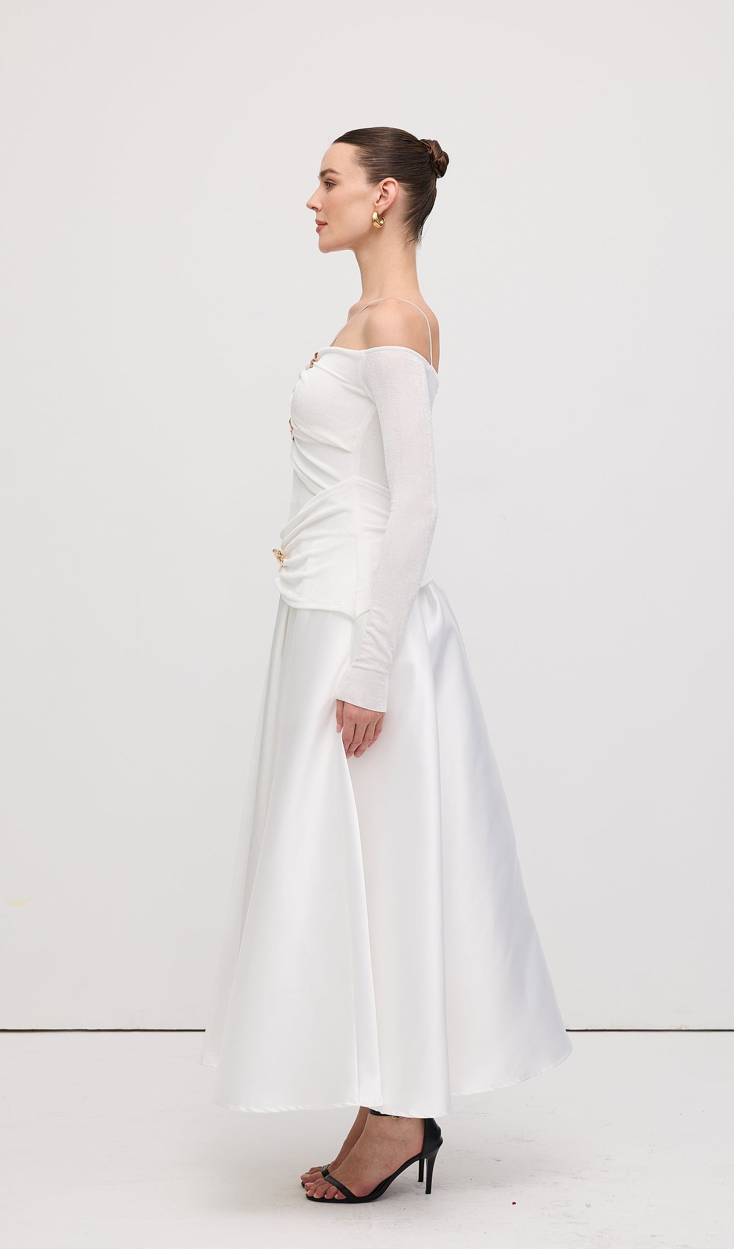 Off Shoulder Panelled Maxi Dress
