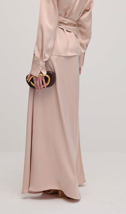 Solid Satin Shirt Maxi Dress Sets