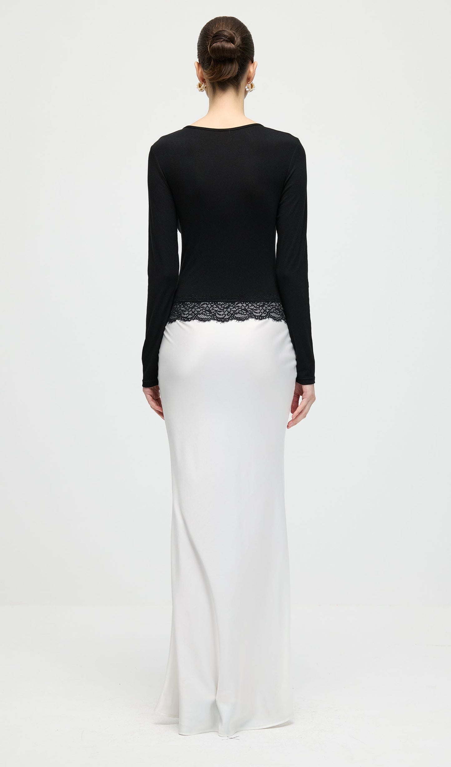 Open Twist Lace Maxi Dress In Black & White