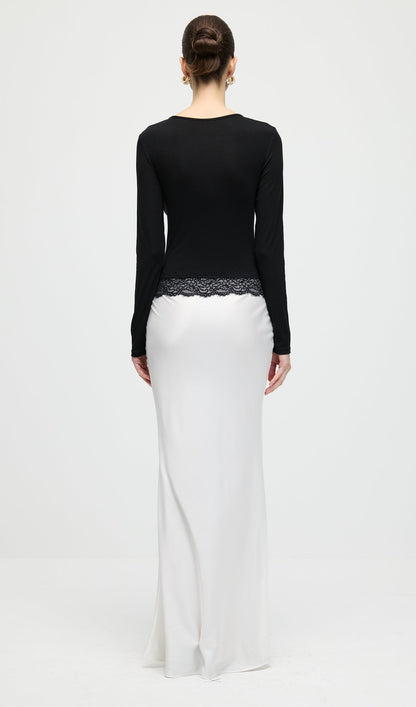 Open Twist Lace Maxi Dress In Black & White