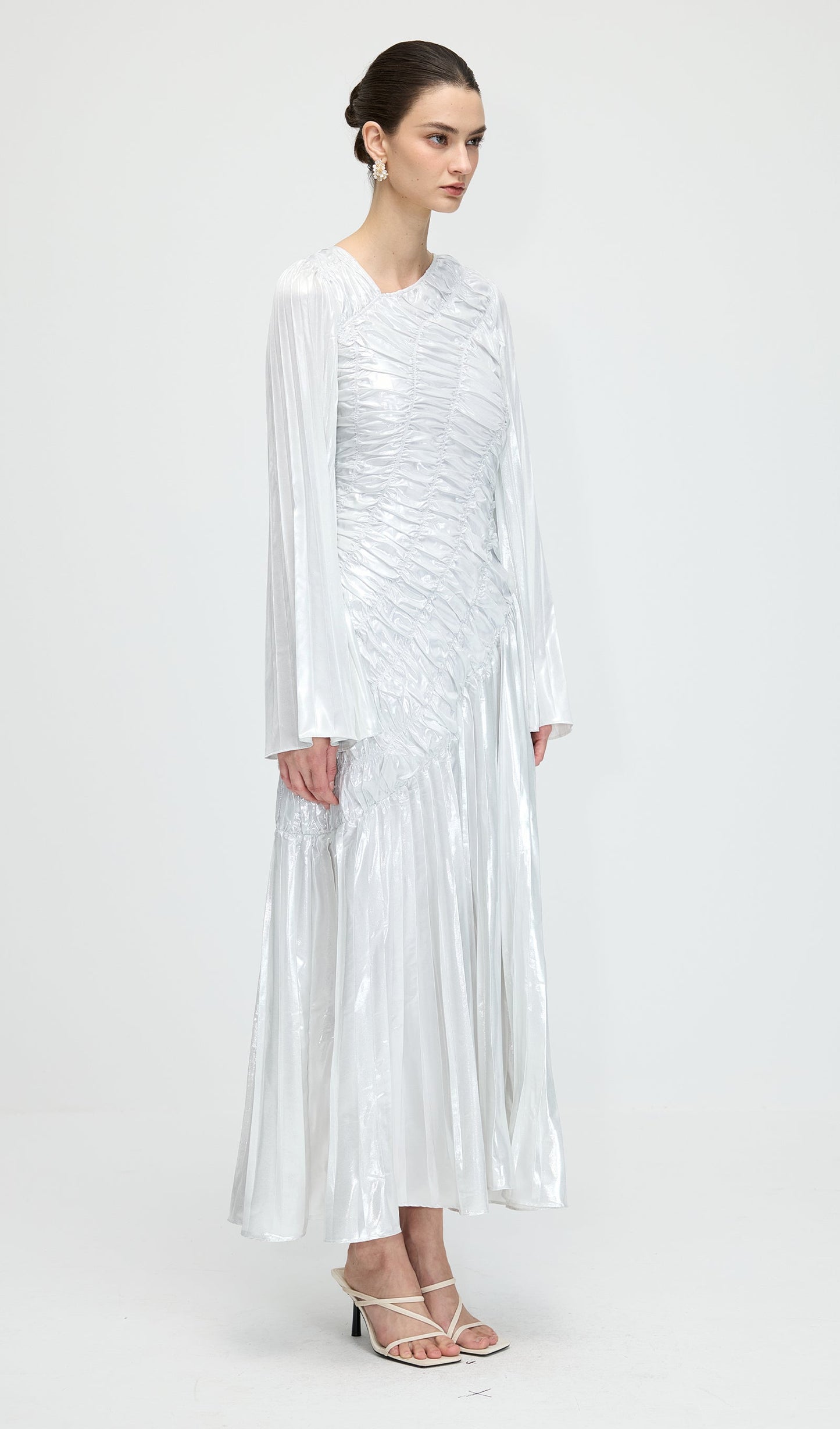 Metallic Long Sleeve Maxi Dress